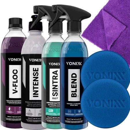 Kit Completo Vonixx com Cera, Shampoo, Limpa Vidros e Plásticos Cores Claras e Escuras