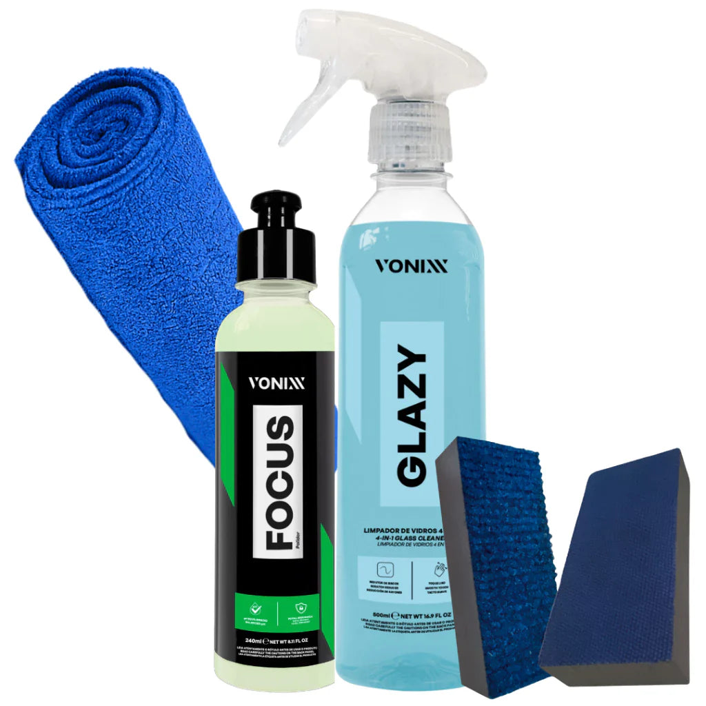 Kit Vonixx Para Vidros Glazy + Focus + Aplicador + Flanela de Microfibra