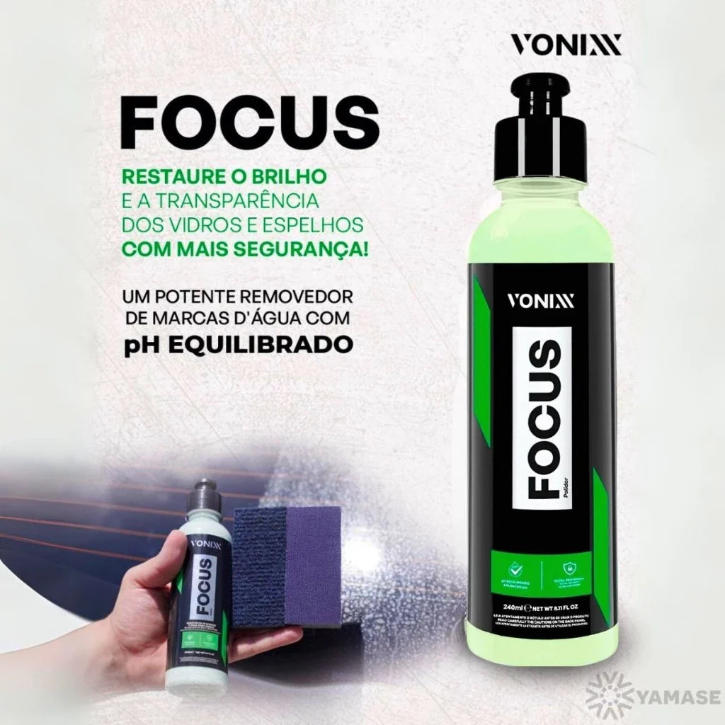 Kit Vonixx Para Vidros Glazy + Focus + Aplicador + Flanela de Microfibra