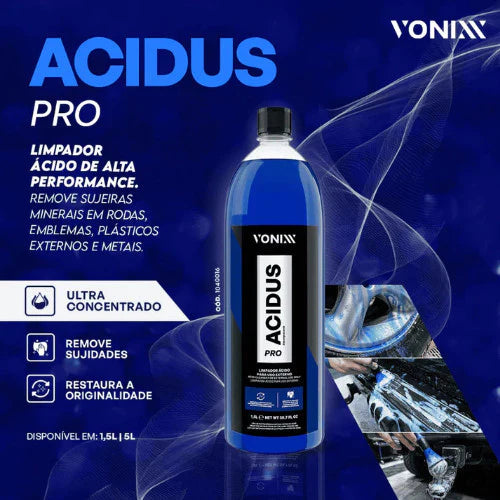 ACIDUS PRO 1,5L limpador ácido automotivo de alta performance + ESPUMA QUADRADA VONIXX